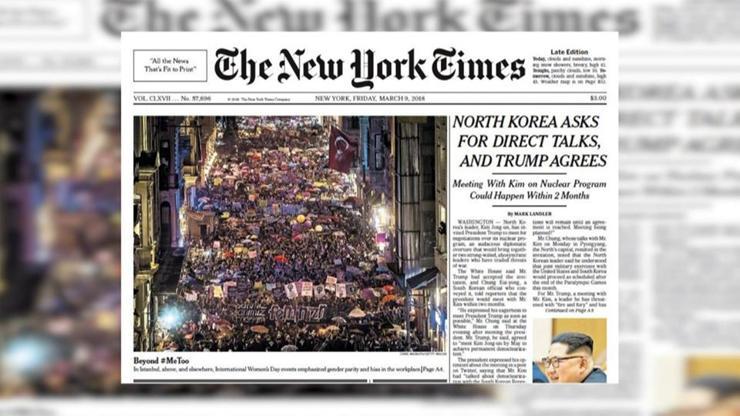 New York Times Taksimdeki yürüyüşü manşetine taşıdı