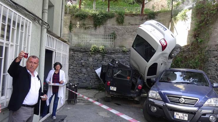 Beşiktaşta akılalmaz kaza Arabayı uçarken gördüm