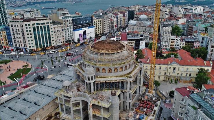 Taksim Camiinde son durum: Ana kubbe betonla kapatılıyor