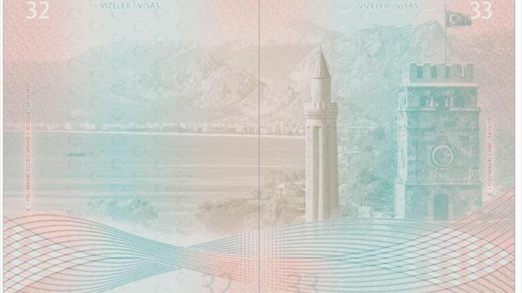 Antalyadaki Yivli Minare ve Alanya Kalesi yeni pasaportlarda