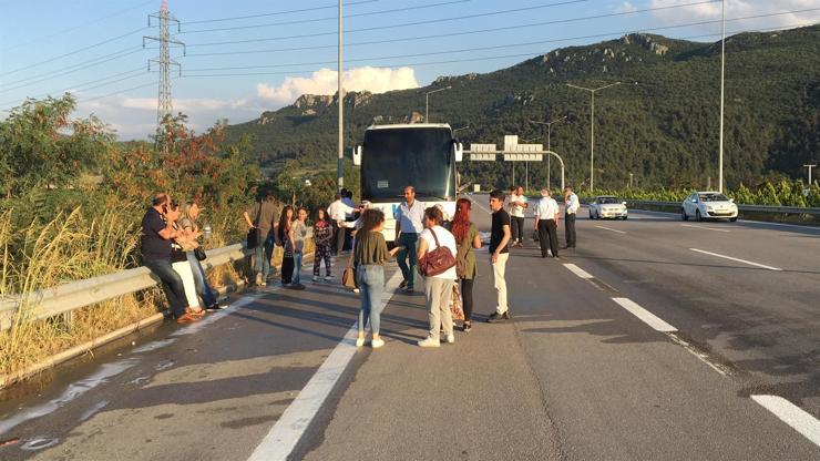 Yolcu otobüsü alev alev yandı