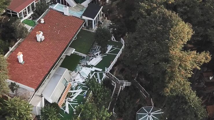 Adnan Oktarın villasında yıkılan bölümler havadan fotoğraflandı
