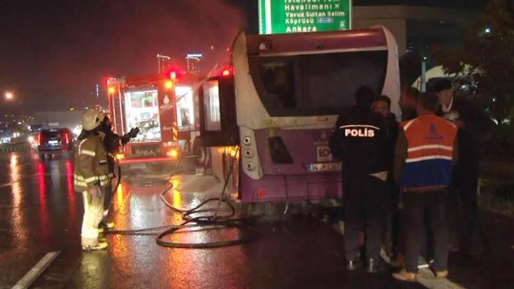 Belediye otobüsü TEMde alev aldı