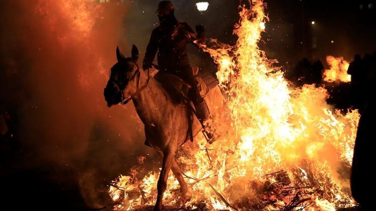 İspanyada tepki çeken gelenek: Atlar ateş üstünde yürütüldü