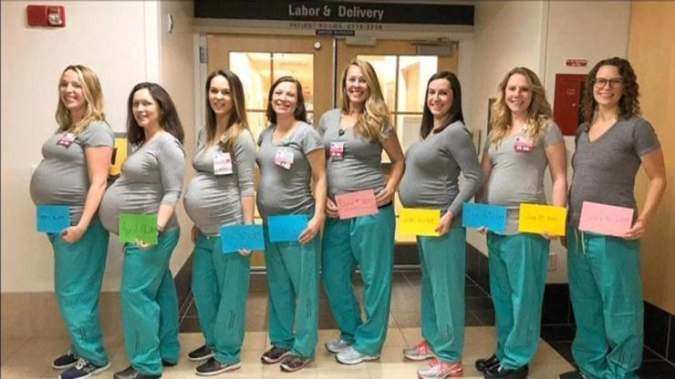 Hastanedeki 9 hemşire aynı dönemde hamile kaldı