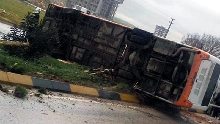 Gaziantepte belediye otobüsü devrildi: 19 yaralı