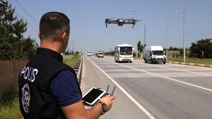 İstanbulda dronelu bayram trafiği denetimi