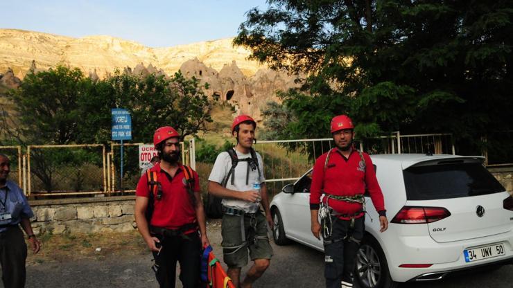 Kapadokyada kayalıklarda mahsur kalan Fransız turist kurtarıldı