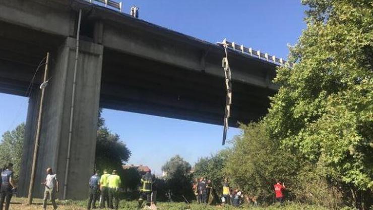 Kamyonetle çarpışıp viyadükten düştü