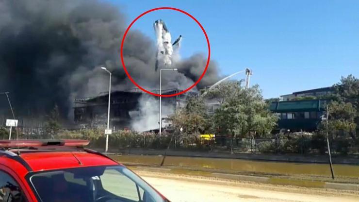 Tuzlada yangın bölgesindeki patlama anı kamerada