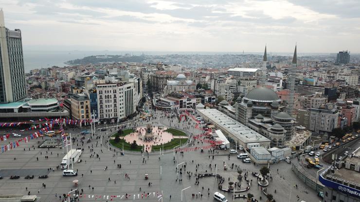 Taksim Camii inşaatındaki son durum havadan fotoğraflandı