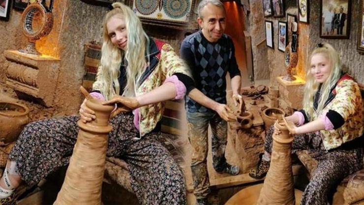 Aleyna Tilki, Kapadokyada çömlek yaptı