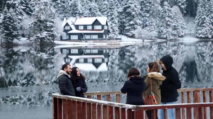 Abant ve Gölcükte huzur veren kar manzarası