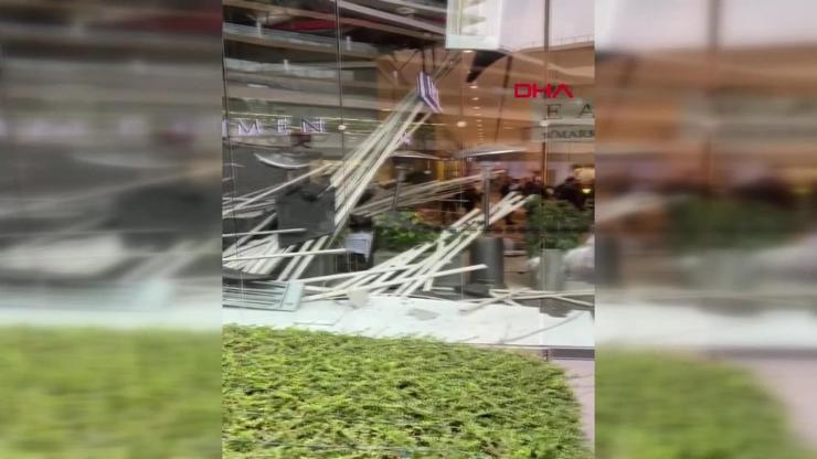 Son dakika: İstanbulda bir AVMde kafenin çatısı çöktü