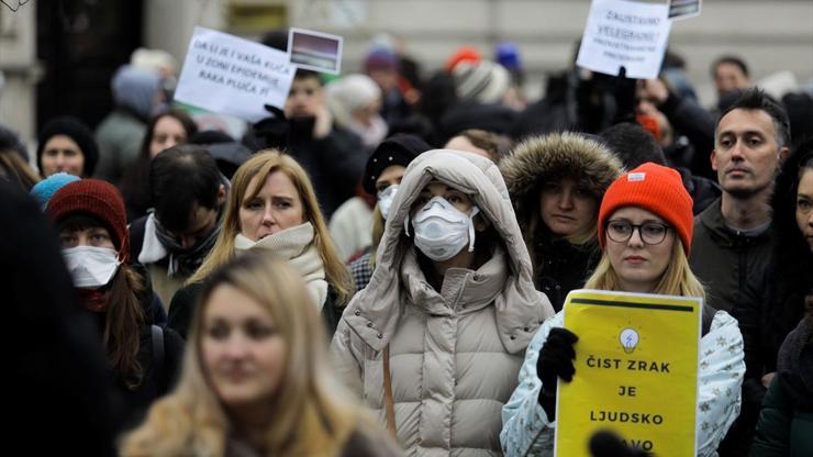 Saraybosnada hava kirliliği protestosu