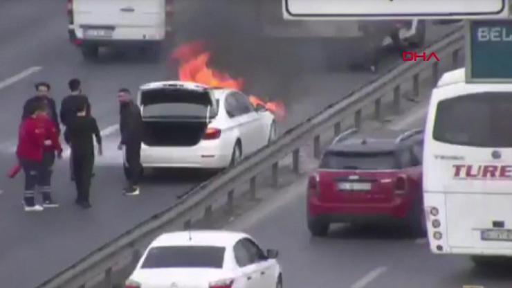 E-5te araç yangını: Trafik durma noktasına geldi