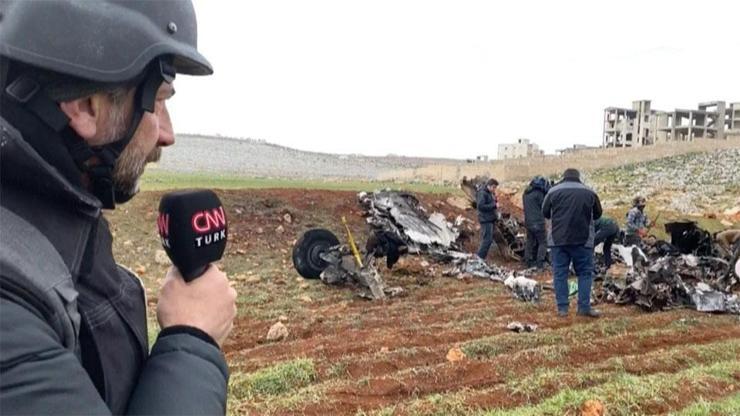 CNN TÜRK ekibi düşürülen rejim helikopterinin enkazını görüntüledi