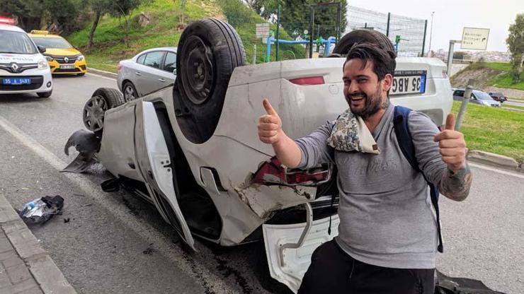 Ehliyetsiz sürücü takla attı, kaza sonrası yaptıkları şaşkına çevirdi