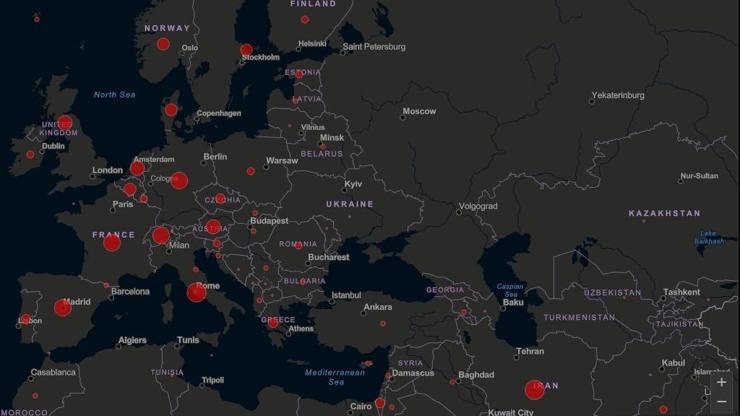 Corona virüsü haritası: 25 Mart dünyada Corona virüsü haritası