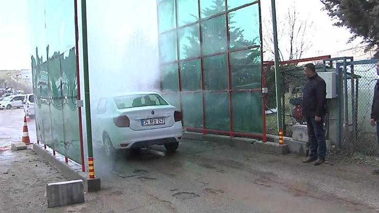 Ankarada araçlar için dezenfeksiyon tüneli kuruldu