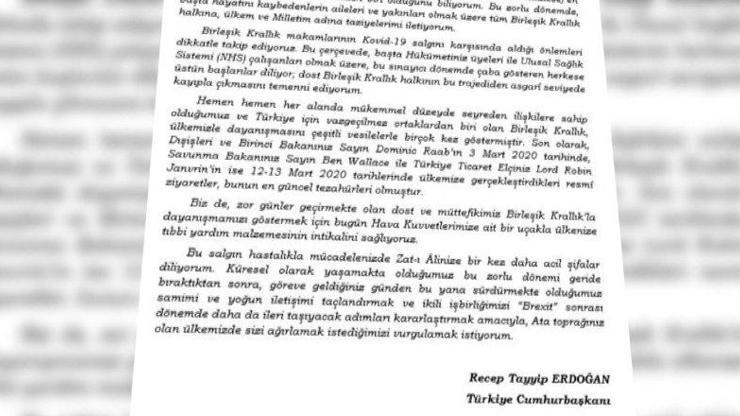 Erdoğandan Johnsona mektup