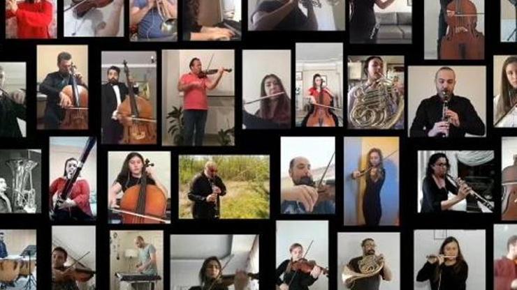 40 müzisyen evlerinde İstiklal Marşını seslendirdi
