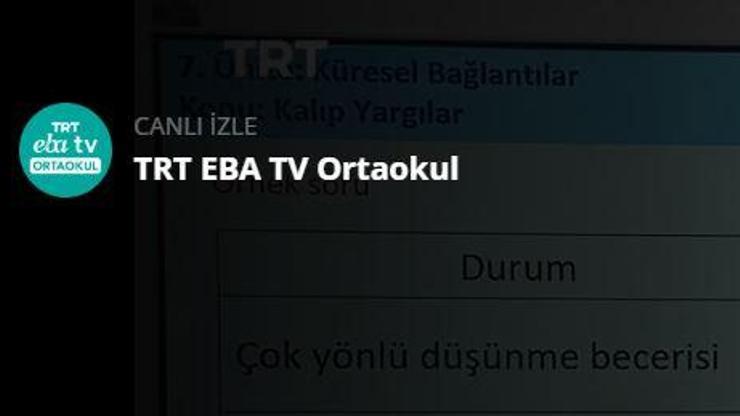 LGS son tekrar her gün TRT EBA TV Ortaokul üzerinden canlı izlenecek