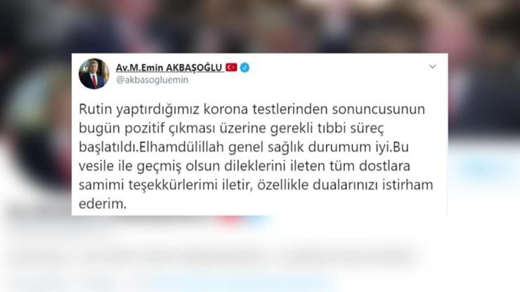 AK Parti Grup Başkanvekili Akbaşoğlu koronavirüse yakalandı | Video