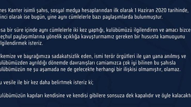 Fenerbahçeden Enes Kanter açıklaması