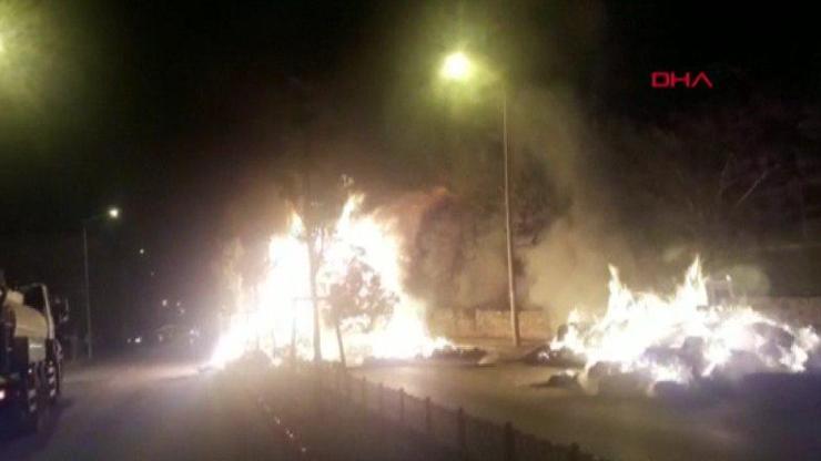 Saman yüklü kamyon alev alev yandı | Video