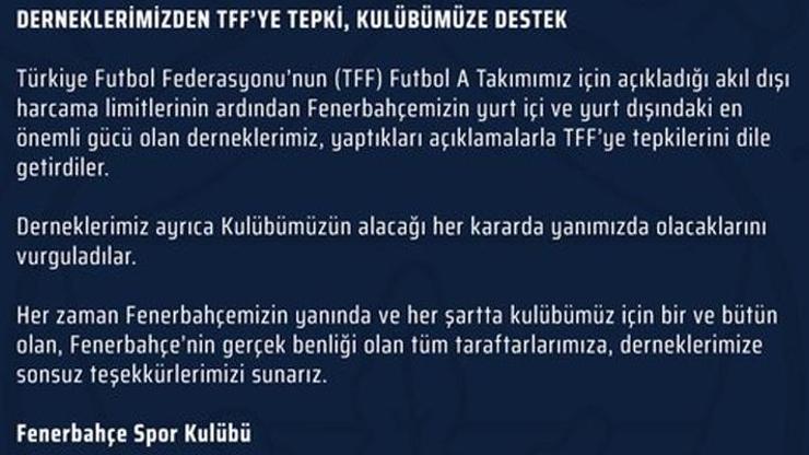 Derneklerden Fenerbahçeye destek