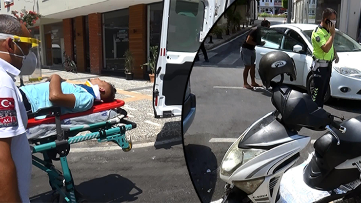 Kaskını aynaya taktı İhmalkar motosikletli kazada yaralandı | Video