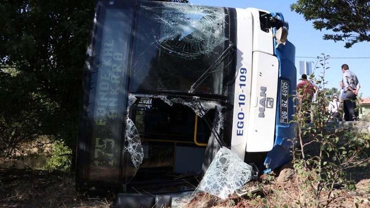 Ankarada belediye otobüsü devrildi: 5 yaralı