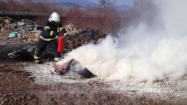 Hisarcık itfaiye personeline yangın eğitimi