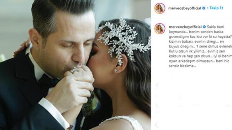 Merve Özbey birinci evlilik yıl dönümlerini kutladı
