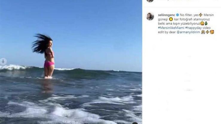 Selin Genç şubat ayında denize girdi O anları sosyal medyadan paylaştı