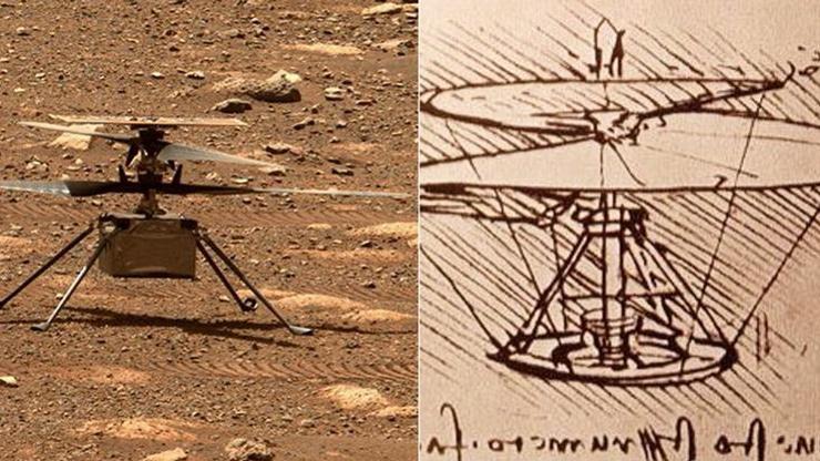 NASA, Marsta ilk kez helikopter uçurarak tarihe geçti, Da Vincinin çizimi gündem oldu