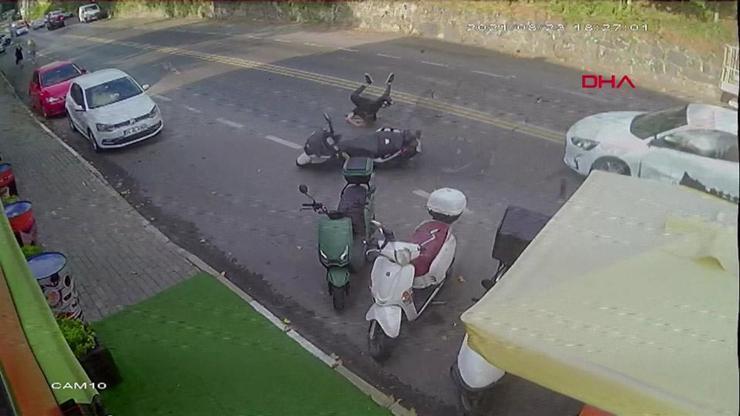 Sarıyerde feci motosiklet kazası kamerada