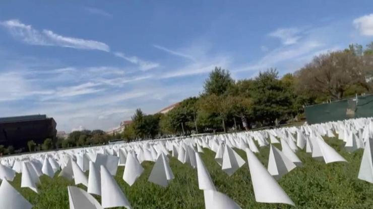Ölen 701 bin ABDli için beyaz bayraklı sergi