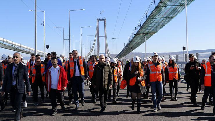 Bakan Karaismailoğlu, 1915 Çanakkale Köprüsünü yürüyerek geçti
