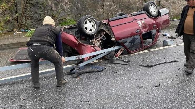 Trabzon’da ters dönen otomobilin sürücüsü, kurtarılamadı