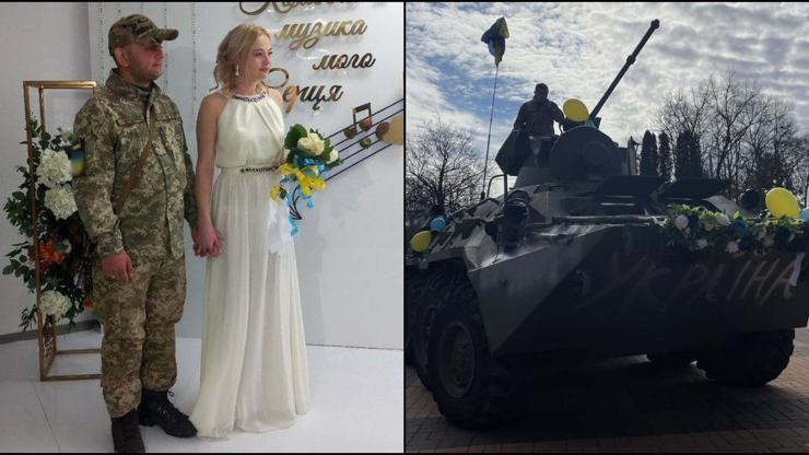 Ruslardan ele geçirilen zırhlı araç, Ukraynada gelin arabası oldu