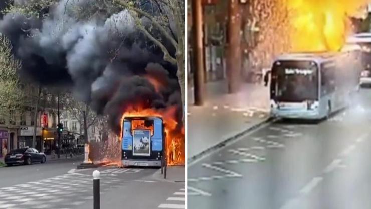 Pariste yine elektrikli otobüs yandı