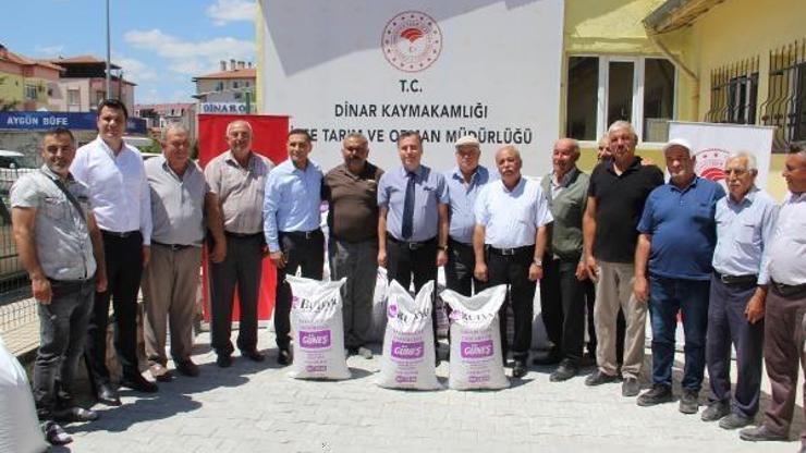 Dinarda çiftçilere karabuğday tohumu dağıtıldı