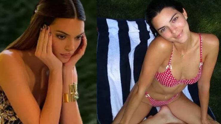Kendall Jenner puantiyeli kırmızı bikinisiyle poz verdi