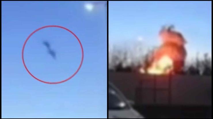 Rusyada savaş uçağı 2 katlı binanın üzerine düştü