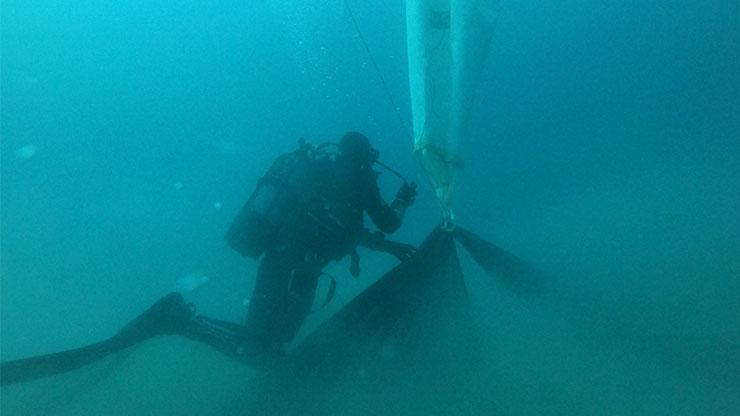 Çanakkale Boğazında 350 metrekare hayalet ağ çıkartıldı