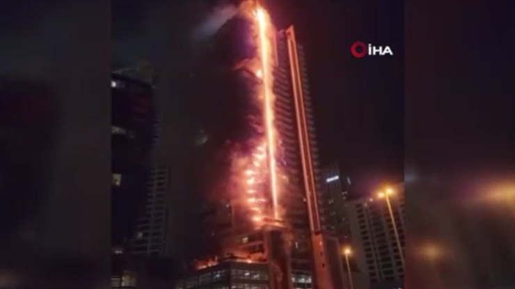 Dubaide 35 katlı binada yangın