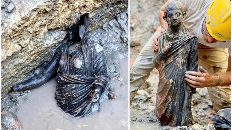 İ﻿talyada 2 bin 300 yıllık keşif: 24 bronz heykel gün yüzüne çıkarıldı
