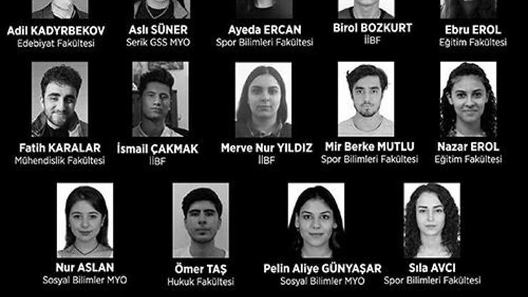 Akdeniz Üniversitesinin deprem kayıpları yasa boğdu 14 öğrenci için taziye mesajı